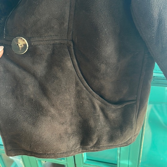 Vintage 80s/90s Overland Sheepskin Co Shaw Collar Shearling Coat XS Made in USA - Picture 8 of 13